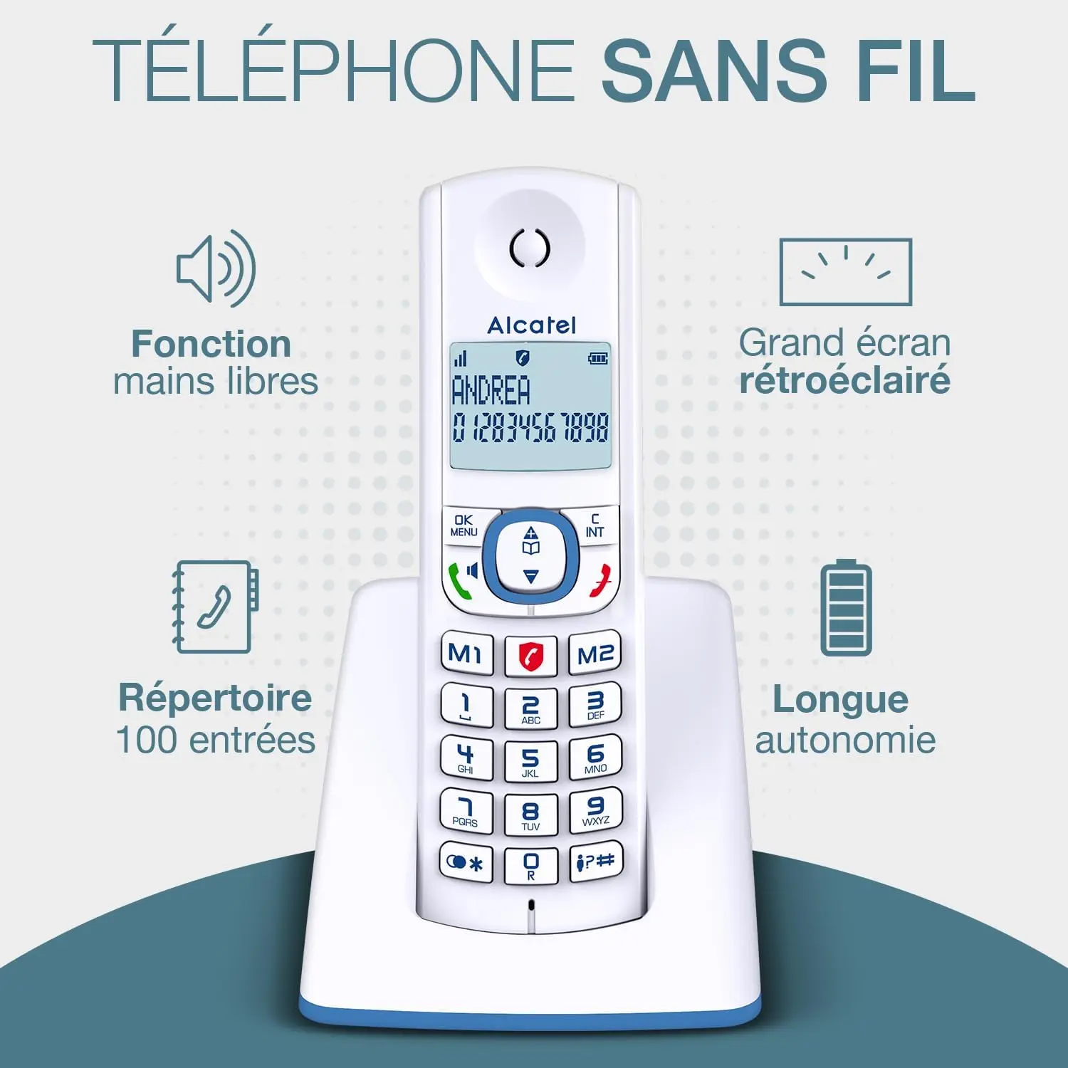 Un écran LCD clair pour des appels toujours lisibles