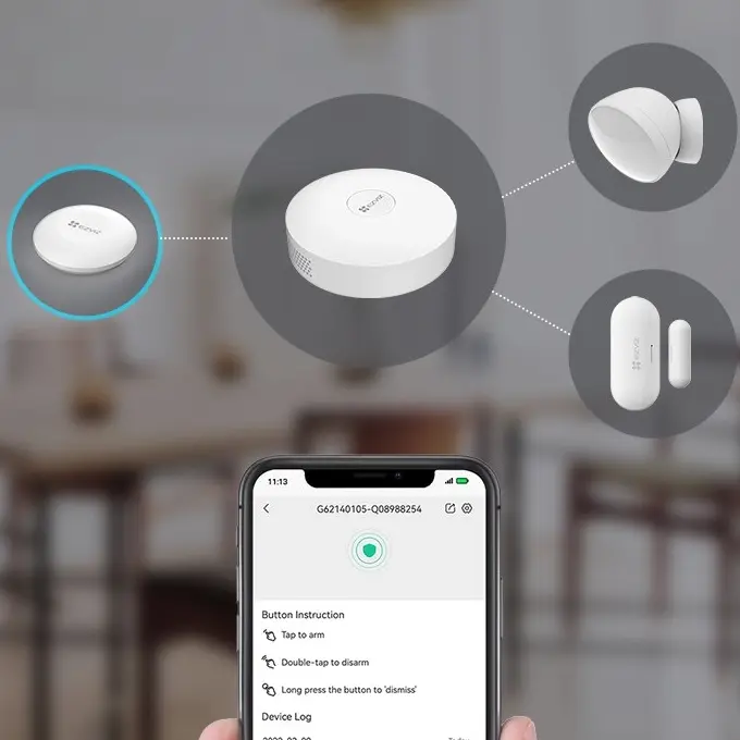 T3C dans l'écosystème EZVIZ — un bouton qui contrôle capteurs, détecteurs et système de sécurité