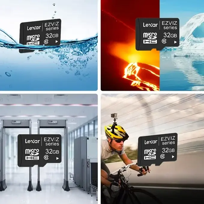 Compatible caméras indoor et outdoor EZVIZ — la microSD 32GB Lexar officielle pour votre système de surveillance
