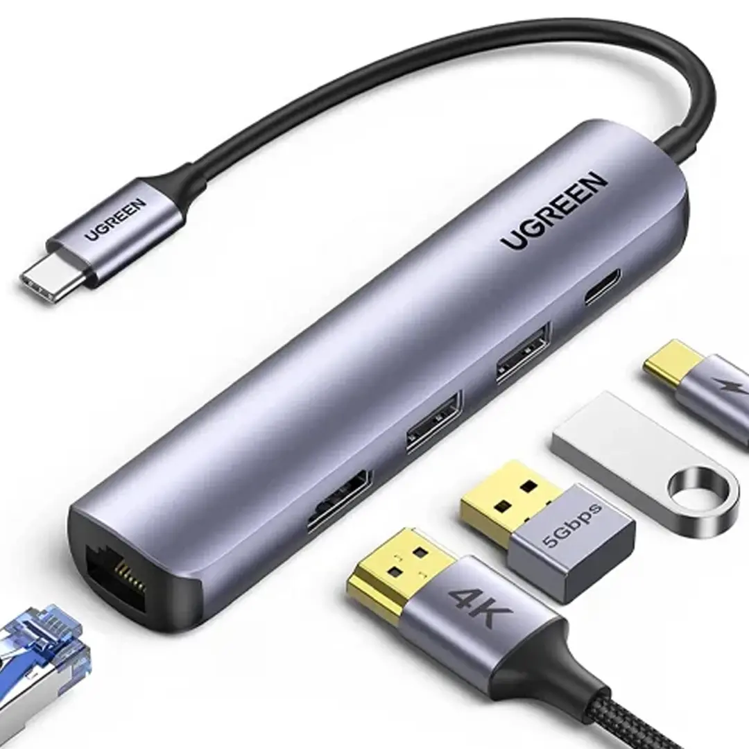 5 ports en un seul hub — HDMI 4K, RJ45, USB-A 3.0 et USB-C PD