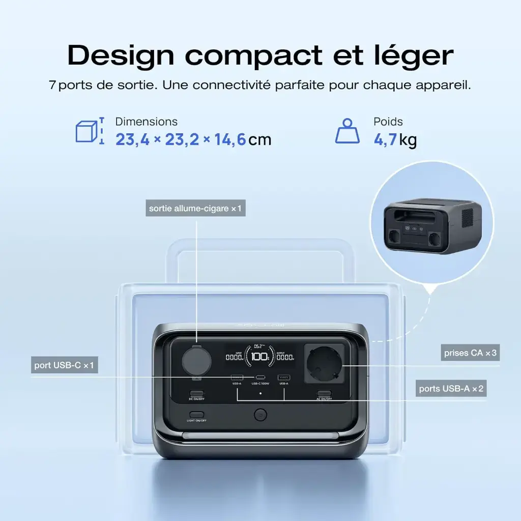 Design compact et léger : 7 ports pour une connectivité parfaite