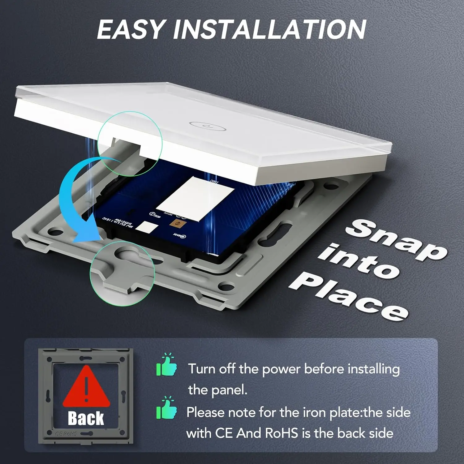 Installation snap-in — remplacez votre interrupteur existant en quelques minutes