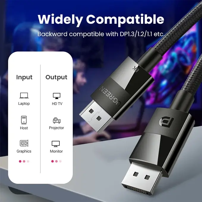 Laptop, PC, GPU → TV, projecteur, moniteur — UGREEN DP114 DisplayPort 1.4 pour workstation créative et setup multiécrans