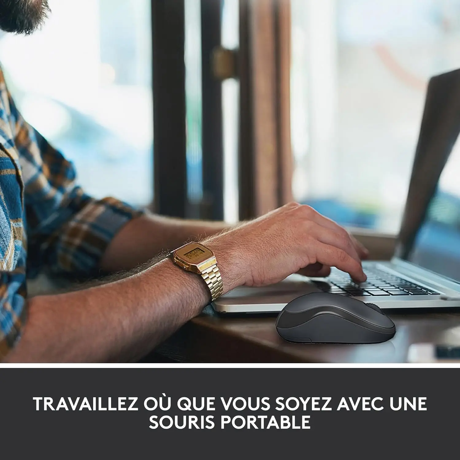 Travaillez partout avec la Logitech M220 — clics silencieux, 10m de portée, design compact pour le travail nomade