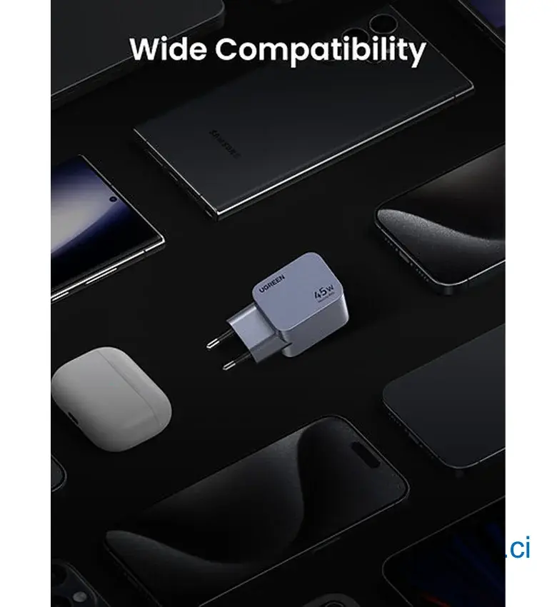 iPhone, Samsung, AirPods, MacBook — un seul chargeur 45W pour tous vos appareils
