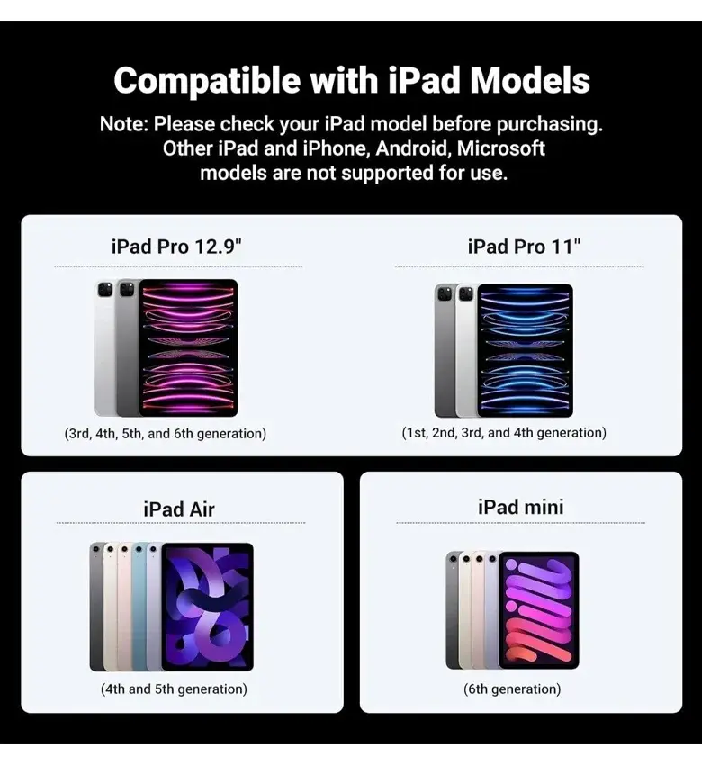 Charge magnétique sur la tranche iPad + 3 pointes de rechange incluses