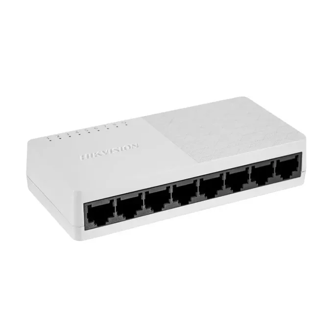 8 ports RJ45 Gigabit · LED statut par port · Format bureau compact — HIKVISION DS-3E0508D pour réseau local maison, SOHO et caméras IP