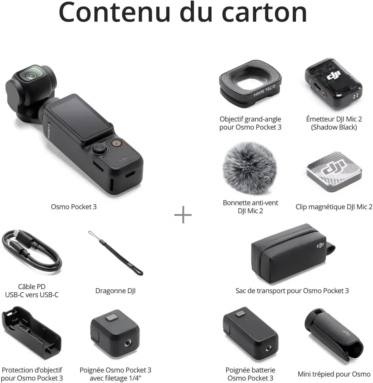 Contenu du carton DJI Osmo Pocket 3