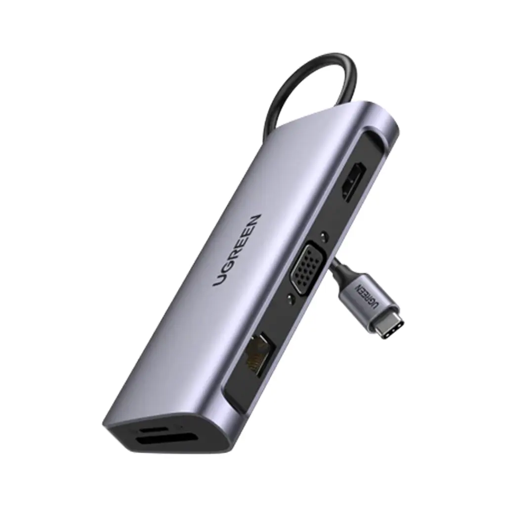 [CM498 15601 - 10 Ports] UGREEN CM498 15601 - 10 Ports  | USB C → 3x USB-A 3.0, HDMI, VGA, RJ45, SD/TF, AUX3.5mm, PD Converter