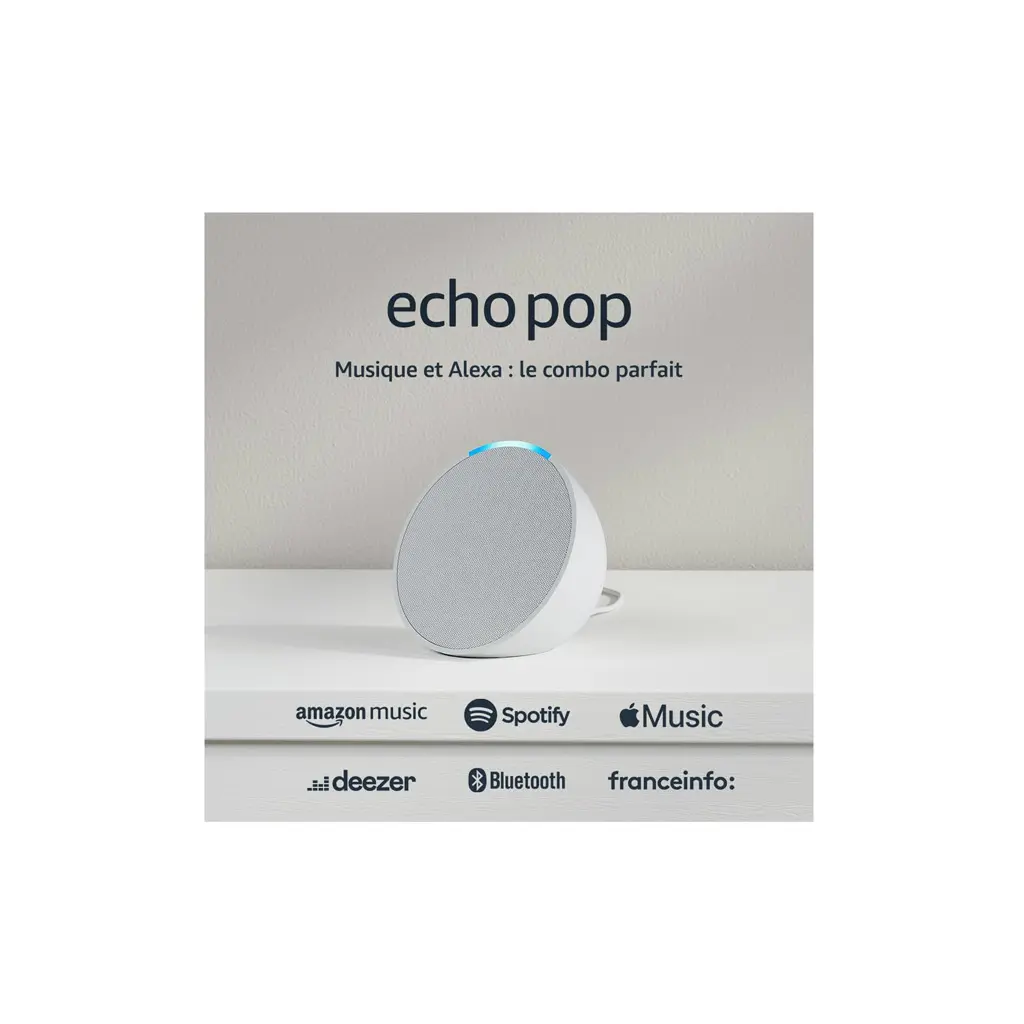 Amazon Echo Pop Fullsound Compact Smartspeaker avec Wifi Bluetooth et Alexa (spreekt Nederlands) Blanc