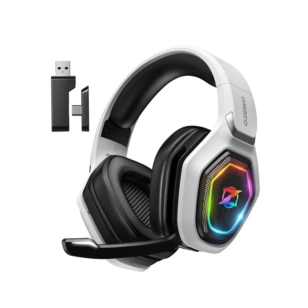 Ozeino Casque Gaming Sans Fil pour PC PS5 PS4, 2.4GHz Audio sans perte, USB & Type-C casque de jeu Ultra Stable avec Microphone Flip, Casque Gamer avec batterie 40 heures pour Switch Laptop Mobile Mac