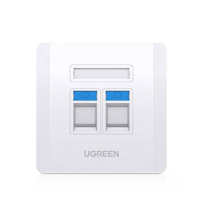 [NW144 80182] UGREEN NW144 80182 - Prise Murale RJ45 (Réseau) / RJ11 (Téléphone) | 2 Ports (Module non inclus)