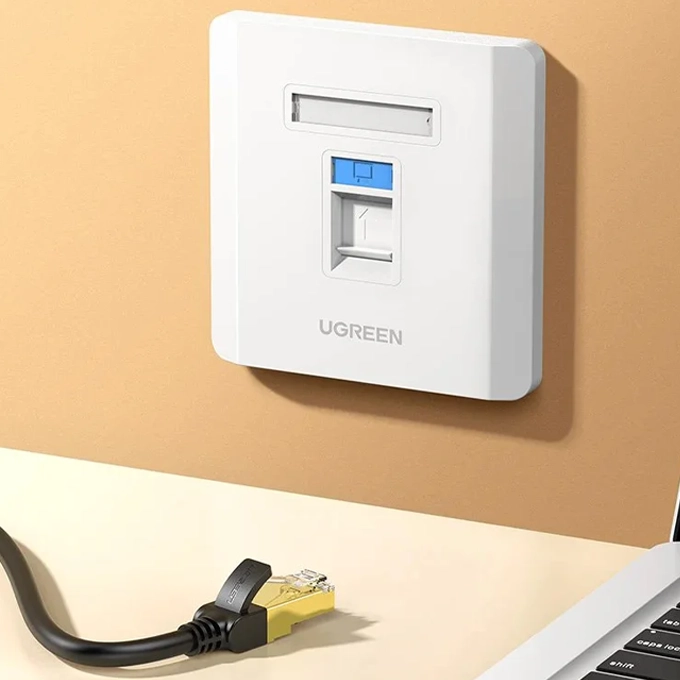 [NW144 80180] UGREEN NW144 80180 - Prise Murale RJ45 (Réseau) / RJ11 (Téléphone) | 1 Port (Module non inclus)