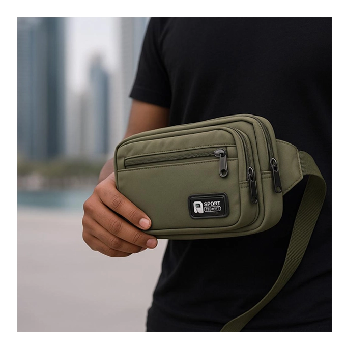 Sac Banane Imperméable de Couleur Vert Kaki pour le Sport