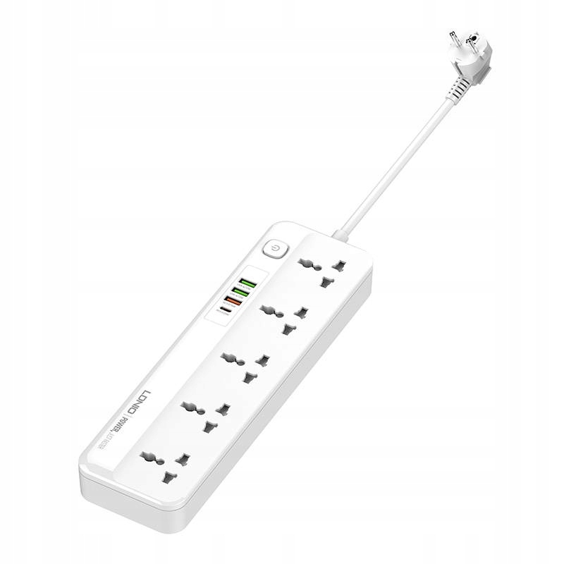 LDNIO Multiprise avec 4 prises USB et 5 prises secteur, chargeur USB à charge rapide pour téléphone, filtre réseau domestique (2 m)