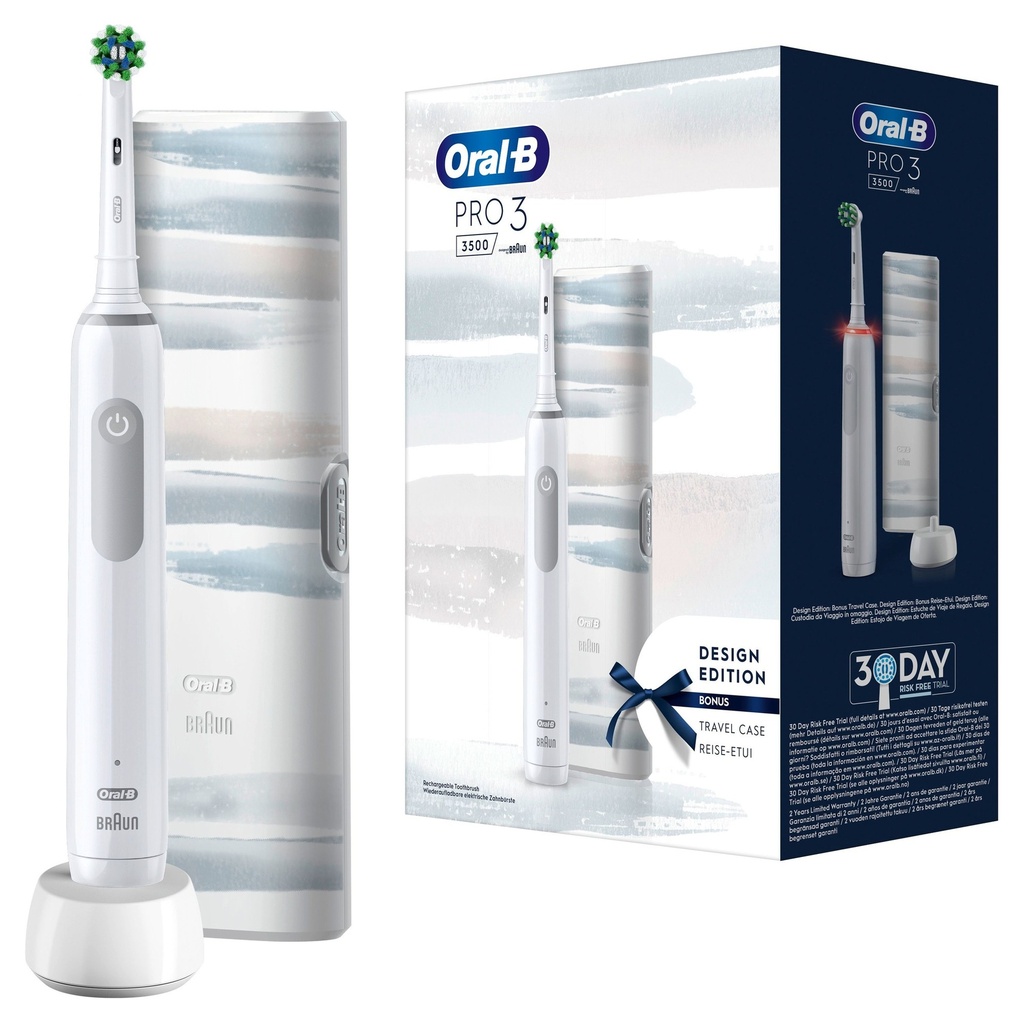 Oral-B - Elektrische Zahnbürste 'Pro 3 + Reiseetui Streifen Design' in White