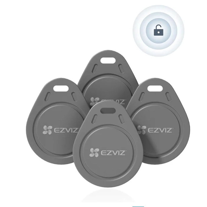 EZVIZ — Pack 4 Badges RFID de Proximité | CS-DL-IC, Compatible Serrures & Claviers EZVIZ, Porte-clés