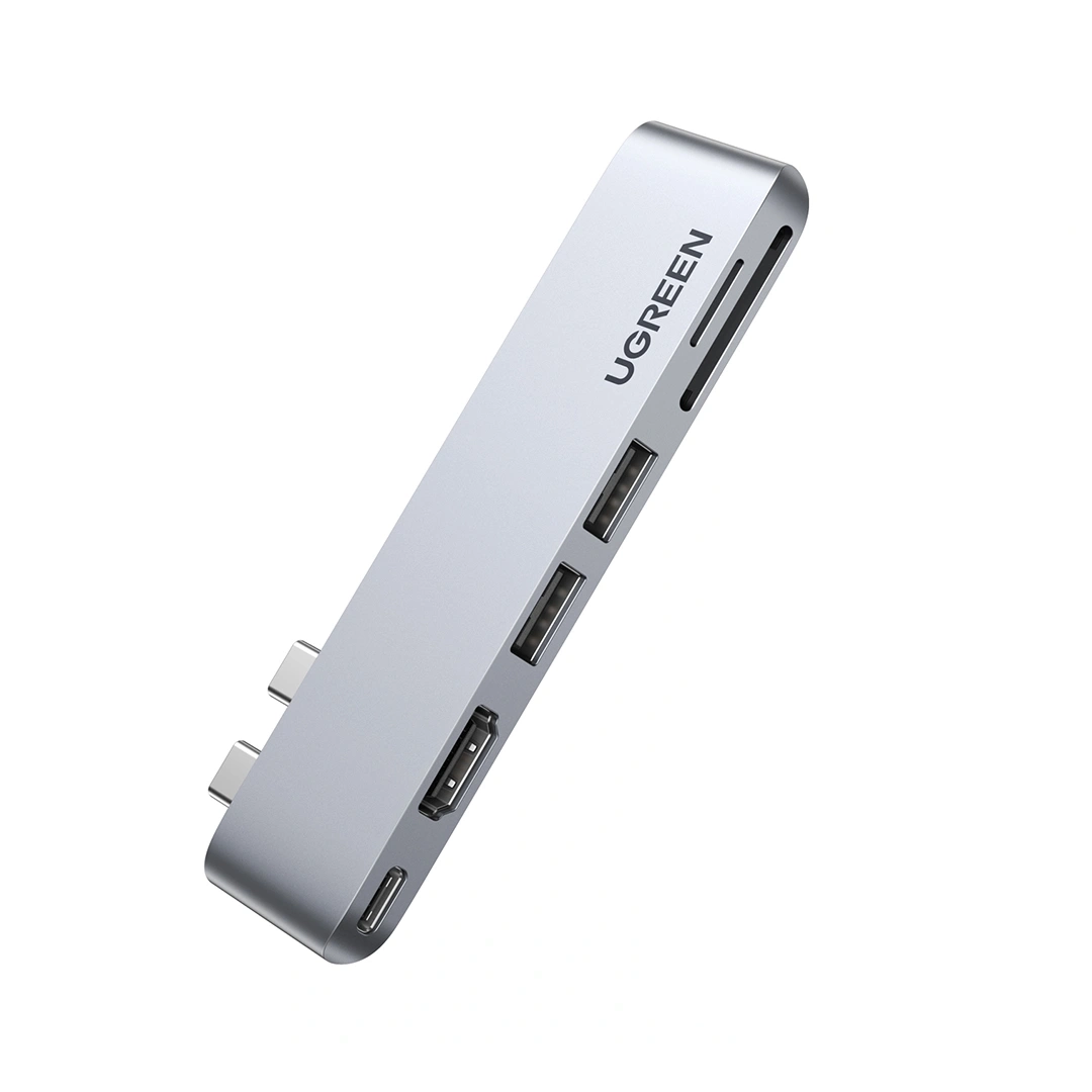 UGREEN CM380 — Hub MacBook Dual Thunderbolt 7-en-1 | HDMI 4K, USB-A×2, USB-C PD, SD/TF