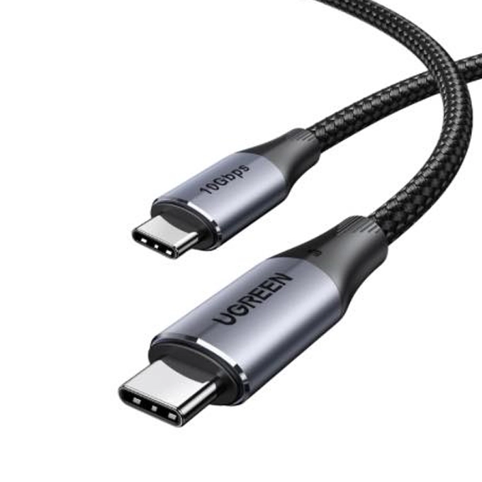 UGREEN US355 — Câble USB-C vers USB-C Thunderbolt 3, 100W, 10Gbps | 2 mètres, Nylon Tressé