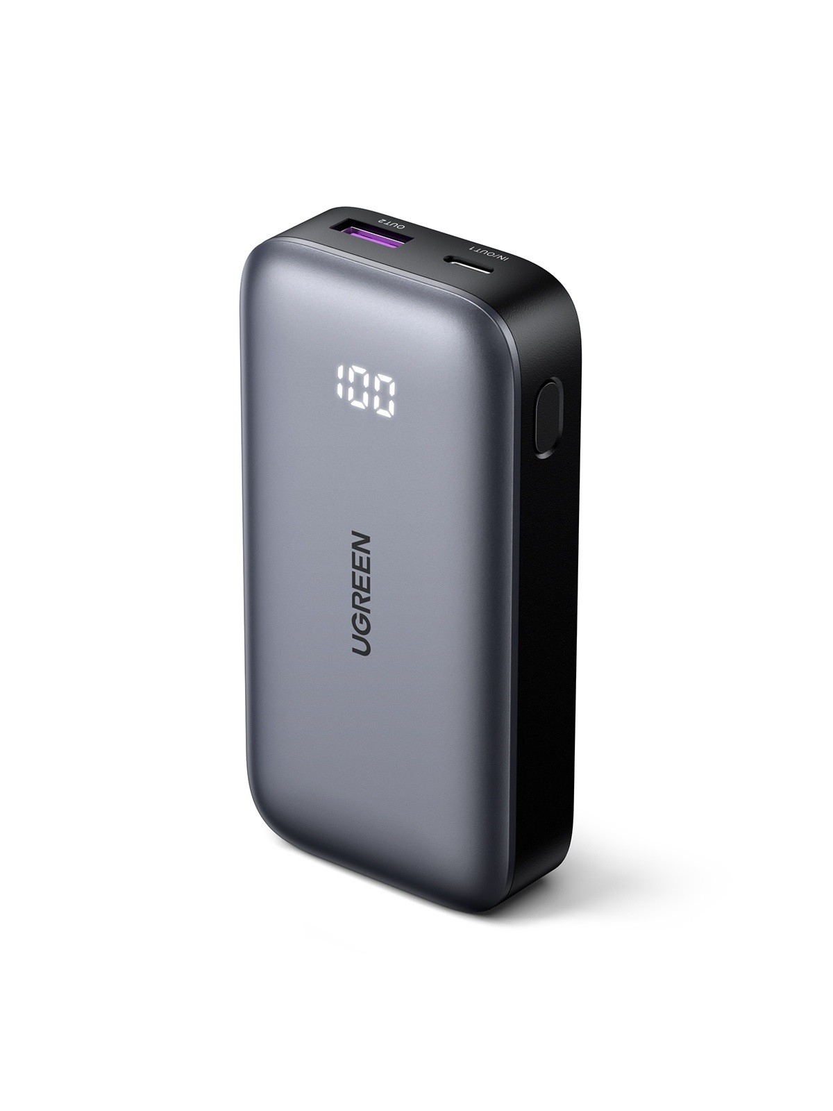 UGREEN Mini Powerbank 10000mAh — Charge Rapide 30W USB-C | Affichage LED, Compact Gris