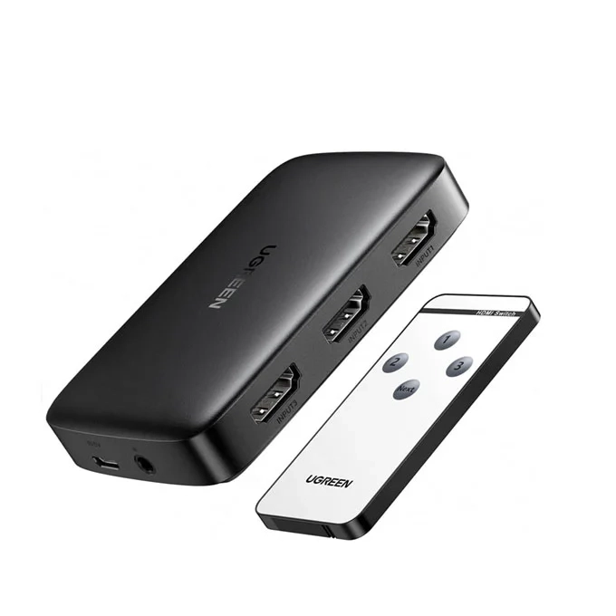 UGREEN CM332 — Switch HDMI 3 Entrées 1 Sortie 4K 60Hz | Télécommande IR, PS5 + Apple TV + Laptop sur 1 TV