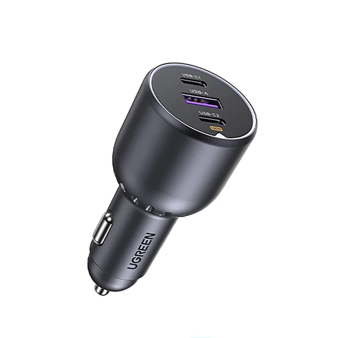 UGREEN EC705 — Chargeur Voiture 130W | 2× USB-C + 1× USB-A, Charge MacBook & iPhone & Android en voiture