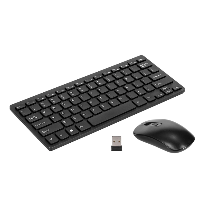Combo Clavier & Souris Sans Fil 2.4GHz — Mini 78 Touches, Récepteur USB Nano Unique, Plug & Play
