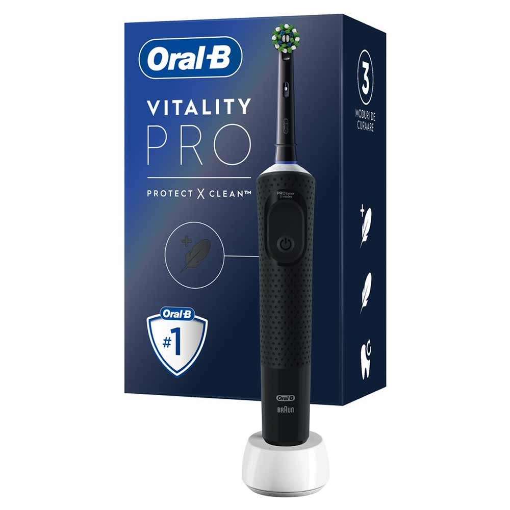 Oral-B Vitality Pro Noir — Brosse à Dents Électrique Rechargeable 3 Modes Protect X Clean